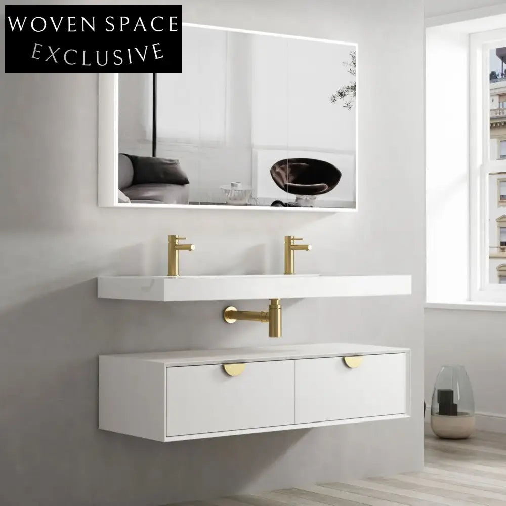 Luxury 59-inch Waterproof Double Sink Bathroom Vanity Unit with Soft-Close Drawers