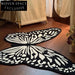 Luxury Abstract Butterfly Design Black White Area Rug for Home Decor