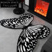 Luxury Abstract Butterfly Design Black White Area Rug for Home Decor