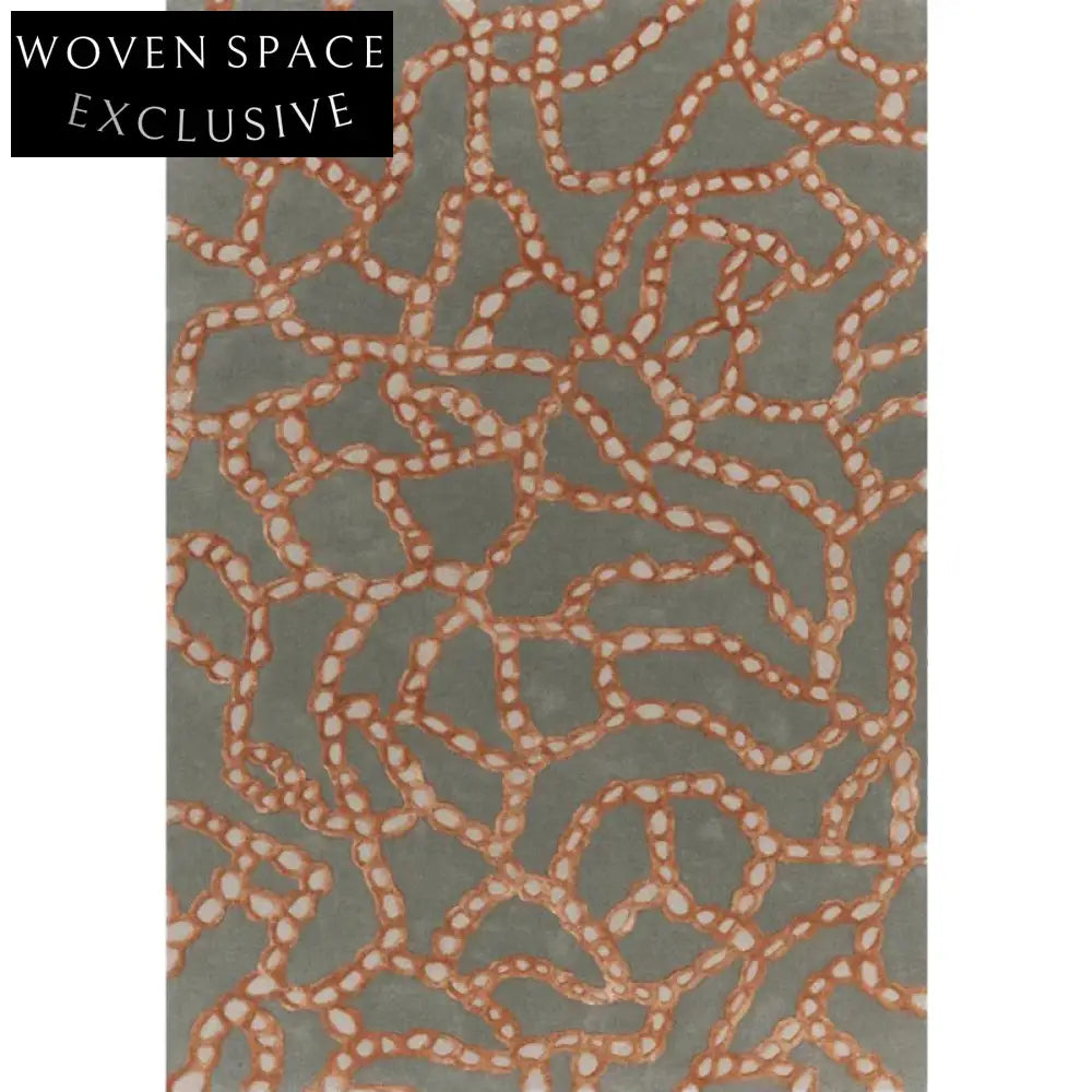 Luxury Abstract Line Green Polyester Area Rug for Bedroom Living Room