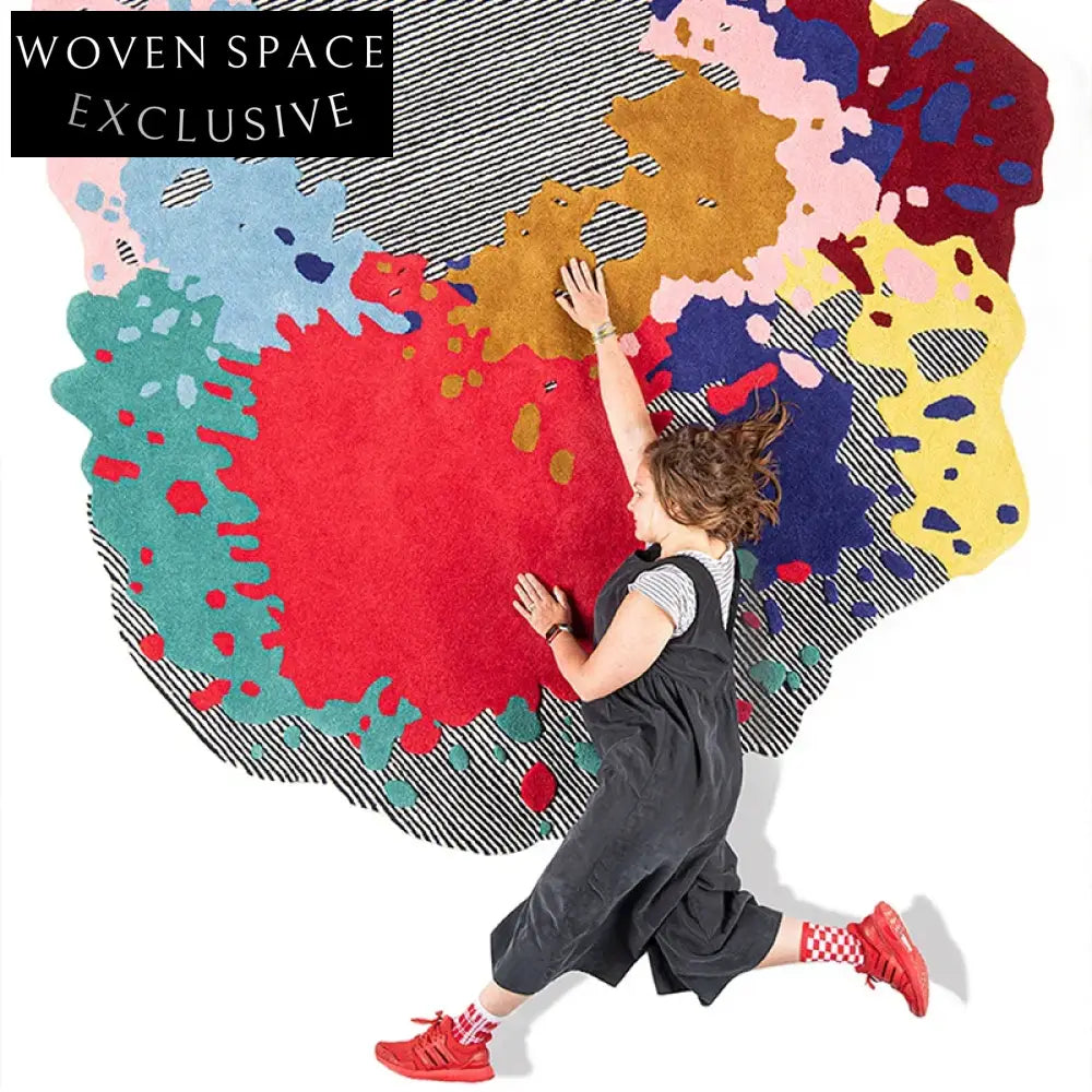 Luxury Abstract Pattern Handmade Area Rug for Living Room, Kids' Playroom Carpet