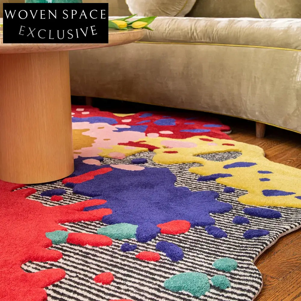 Luxury Abstract Pattern Handmade Area Rug for Living Room, Kids' Playroom Carpet
