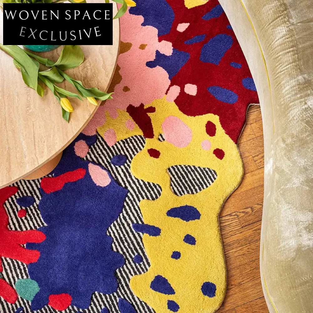 Luxury Abstract Pattern Handmade Area Rug for Living Room, Kids' Playroom Carpet