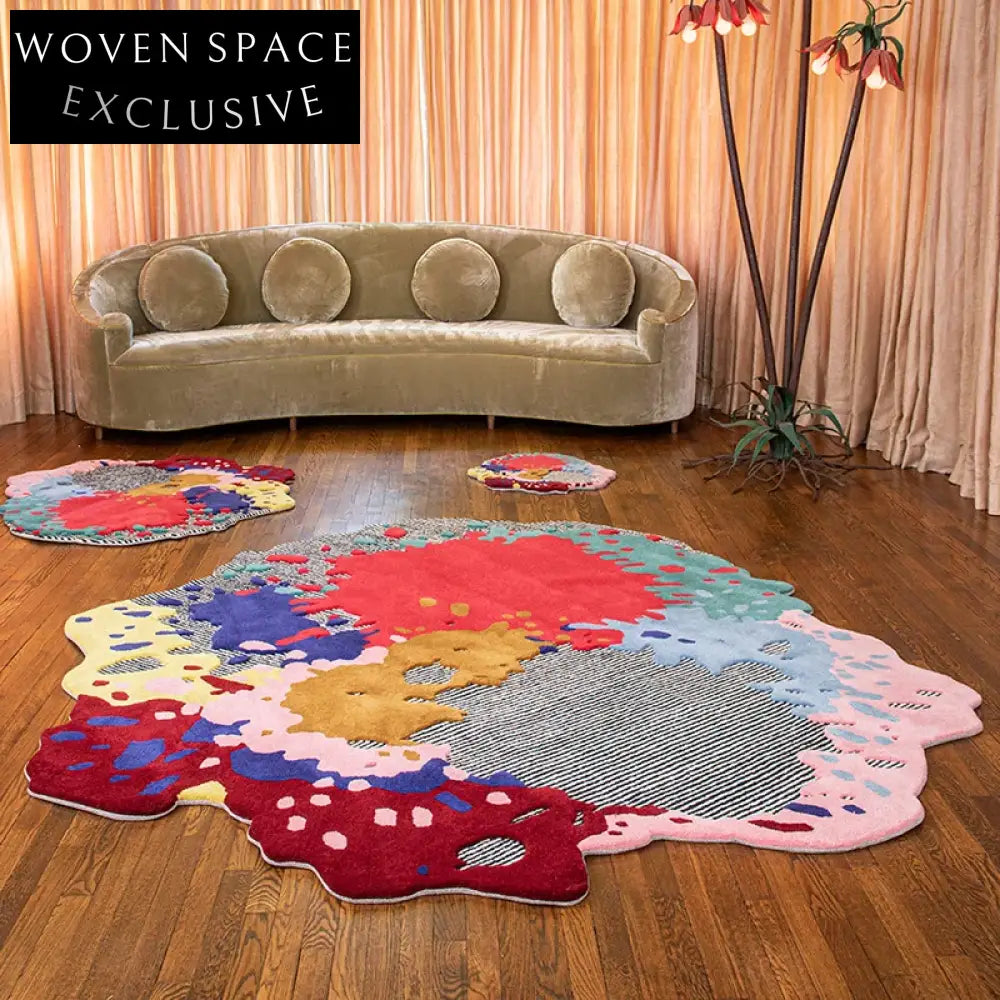Luxury Abstract Pattern Handmade Area Rug for Living Room, Kids' Playroom Carpet