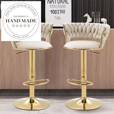 Luxury Adjustable Swivel Golden Velvet Bar Stool