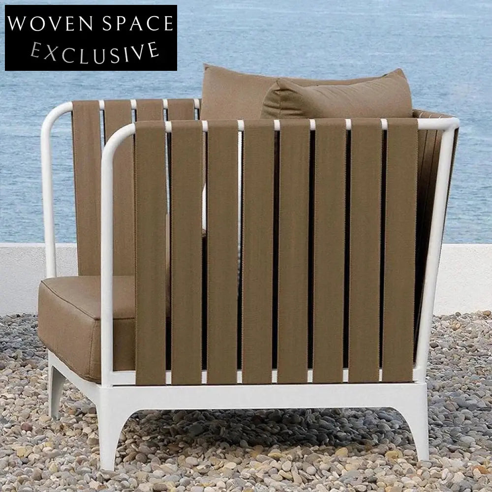 Luxury Aluminum Frame Outdoor Sectional Sofa with Braided Belt & Coffee Table