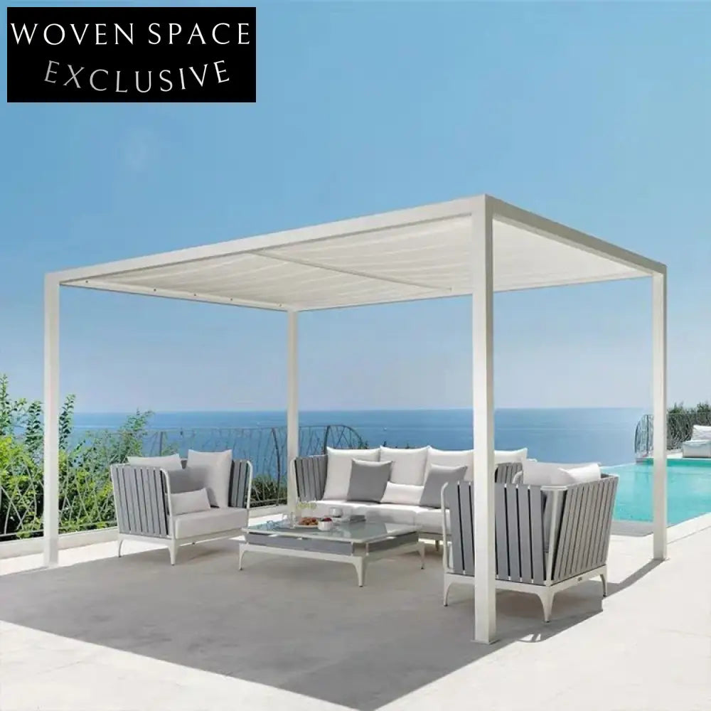 Luxury Aluminum Frame Outdoor Sectional Sofa with Braided Belt & Coffee Table