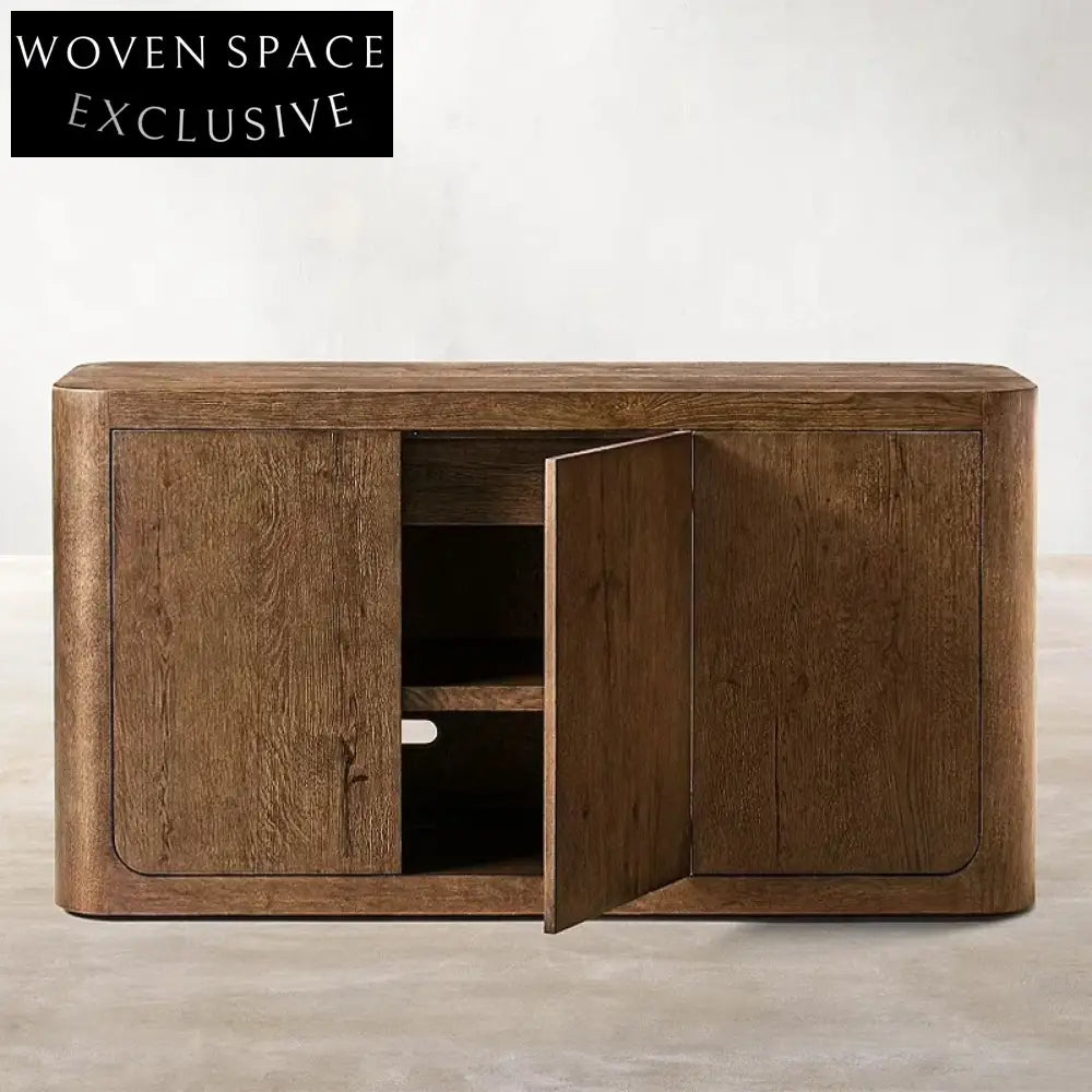 Luxury American Style Oak Wood 5-Door Sideboard Storage Cabinet for Dining