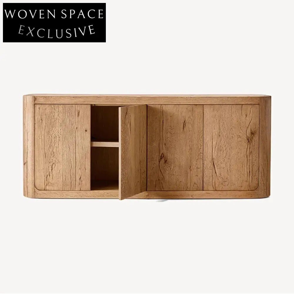 Luxury American Style Oak Wood 5-Door Sideboard Storage Cabinet for Dining