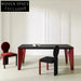 Luxury Black Solid Wood Rectangle Dining Table, Modern 6-8 Seat Design
