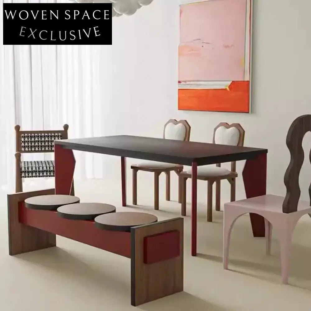 Luxury Black Solid Wood Rectangle Dining Table, Modern 6-8 Seat Design