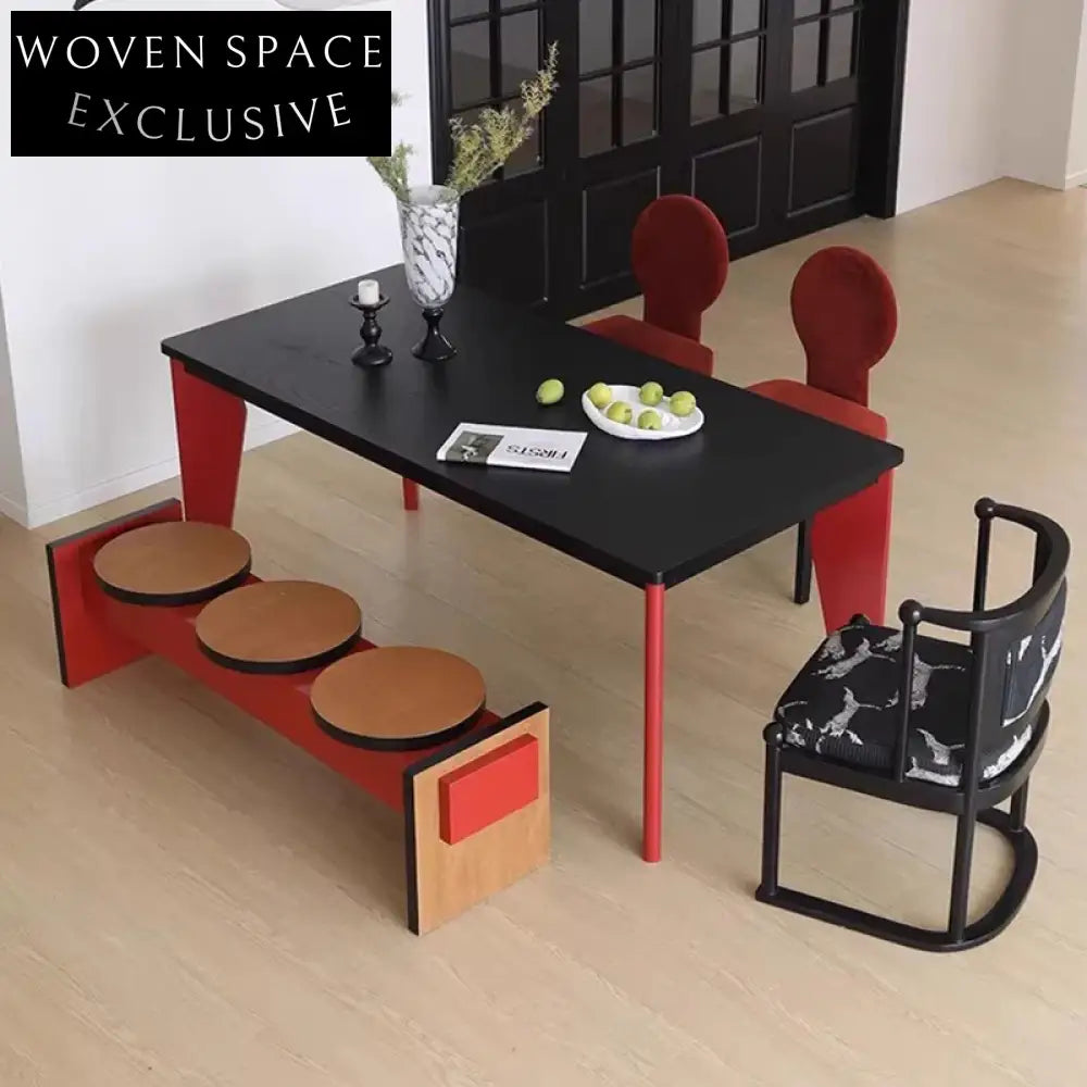 Luxury Black Solid Wood Rectangle Dining Table, Modern 6-8 Seat Design