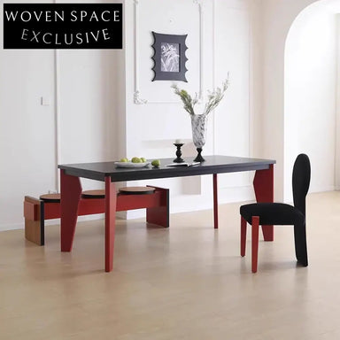 Luxury Black Solid Wood Rectangle Dining Table, Modern 6-8 Seat Design