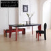 Luxury Black Solid Wood Rectangle Dining Table, Modern 6-8 Seat Design