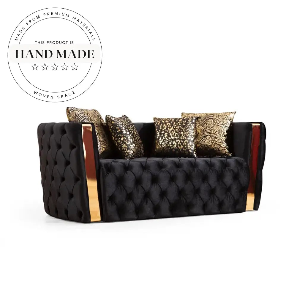Luxury Black Velvet Tufted Upholstered Chesterfield 3 Seater Living Sofa
