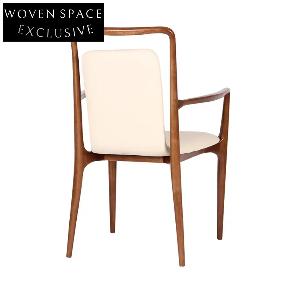 Luxury Black Walnut Ash Wood Leather Arm Dining Chair Lounge Chair