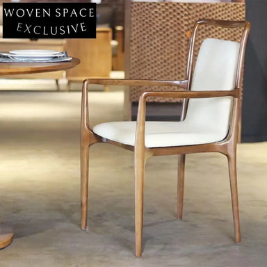 Luxury Black Walnut Ash Wood Leather Arm Dining Chair Lounge Chair