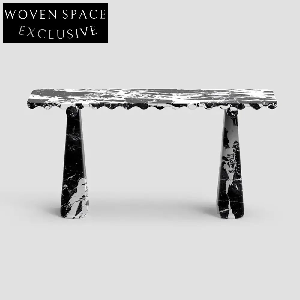 Luxury Black & White Natural Marble Console Table for Modern Entryways