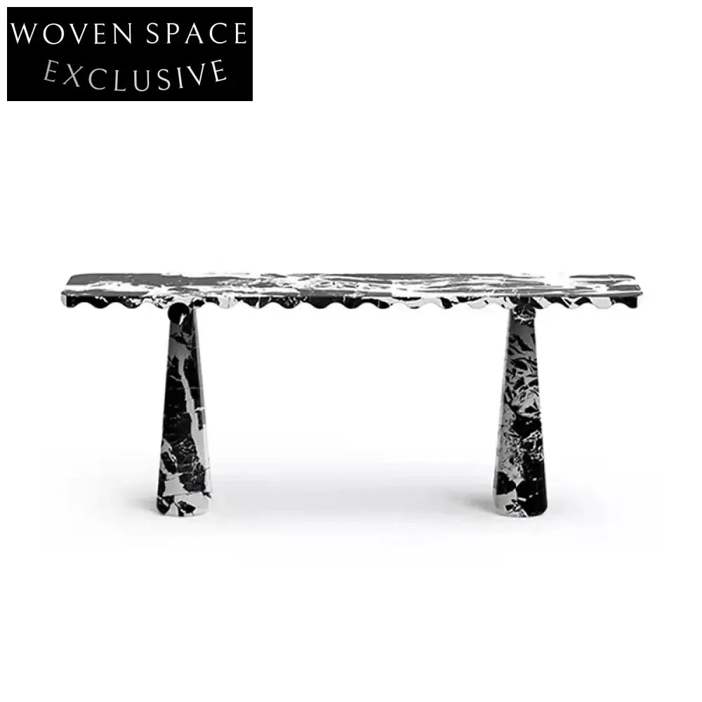Luxury Black & White Natural Marble Console Table for Modern Entryways