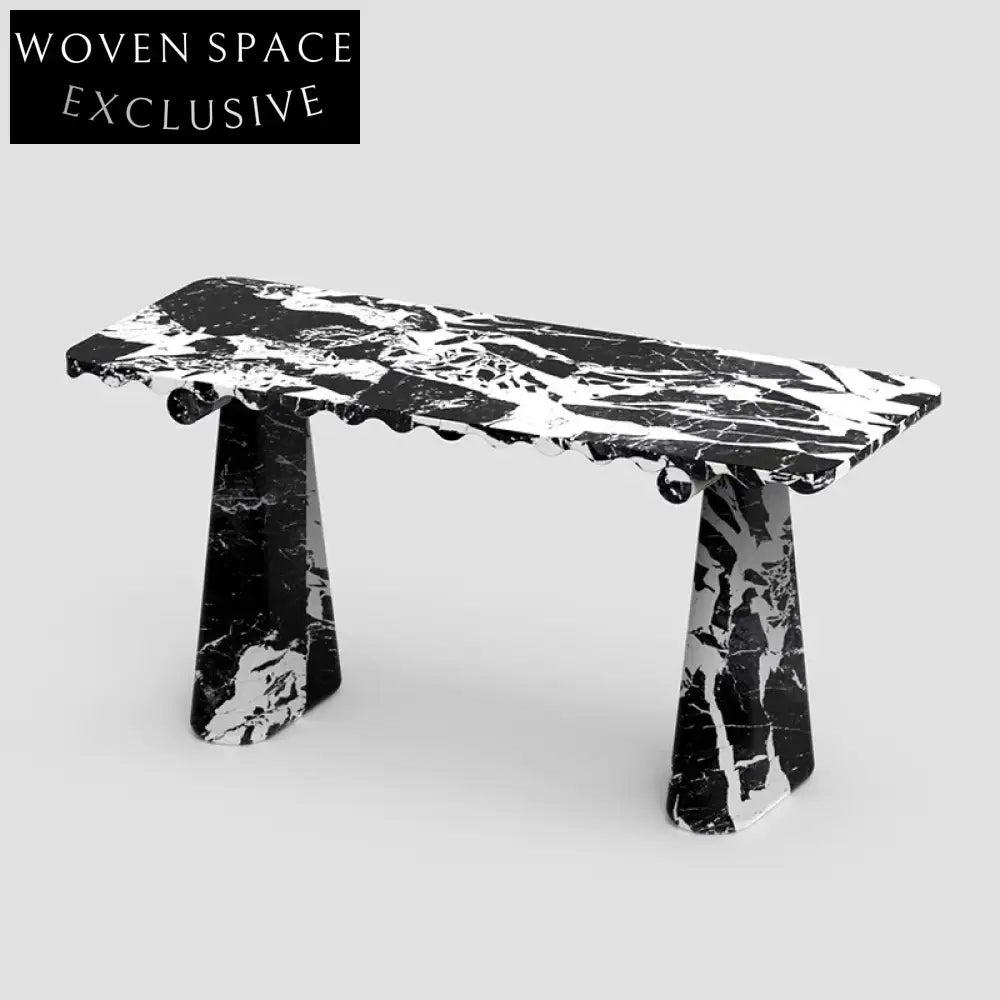 Luxury Black & White Natural Marble Console Table for Modern Entryways