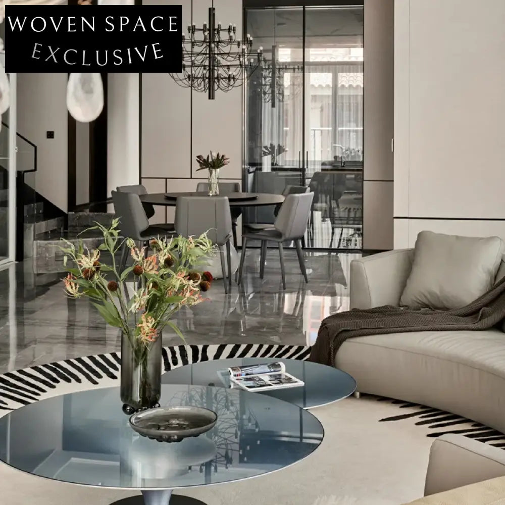 Luxury Black White Striped Wool Round Rug Handmade for Living Room Bedroom Study