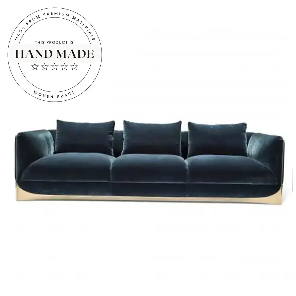 Luxury Blue Velvet Italian Sectional Living Room Modern Seating Sofa
