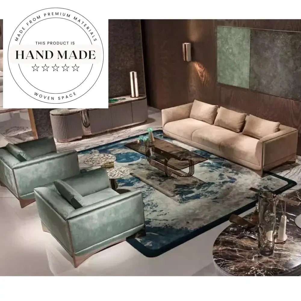 Luxury Blue Velvet Italian Sectional Living Room Modern Seating Sofa