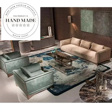 Luxury Blue Velvet Italian Sectional Living Room Modern Seating Sofa