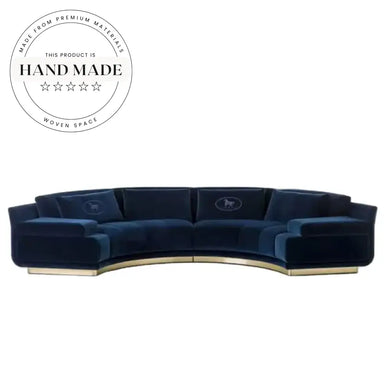 Luxury Blue Velvet Modern Half Round U-Shaped Curved Sectional Sofa