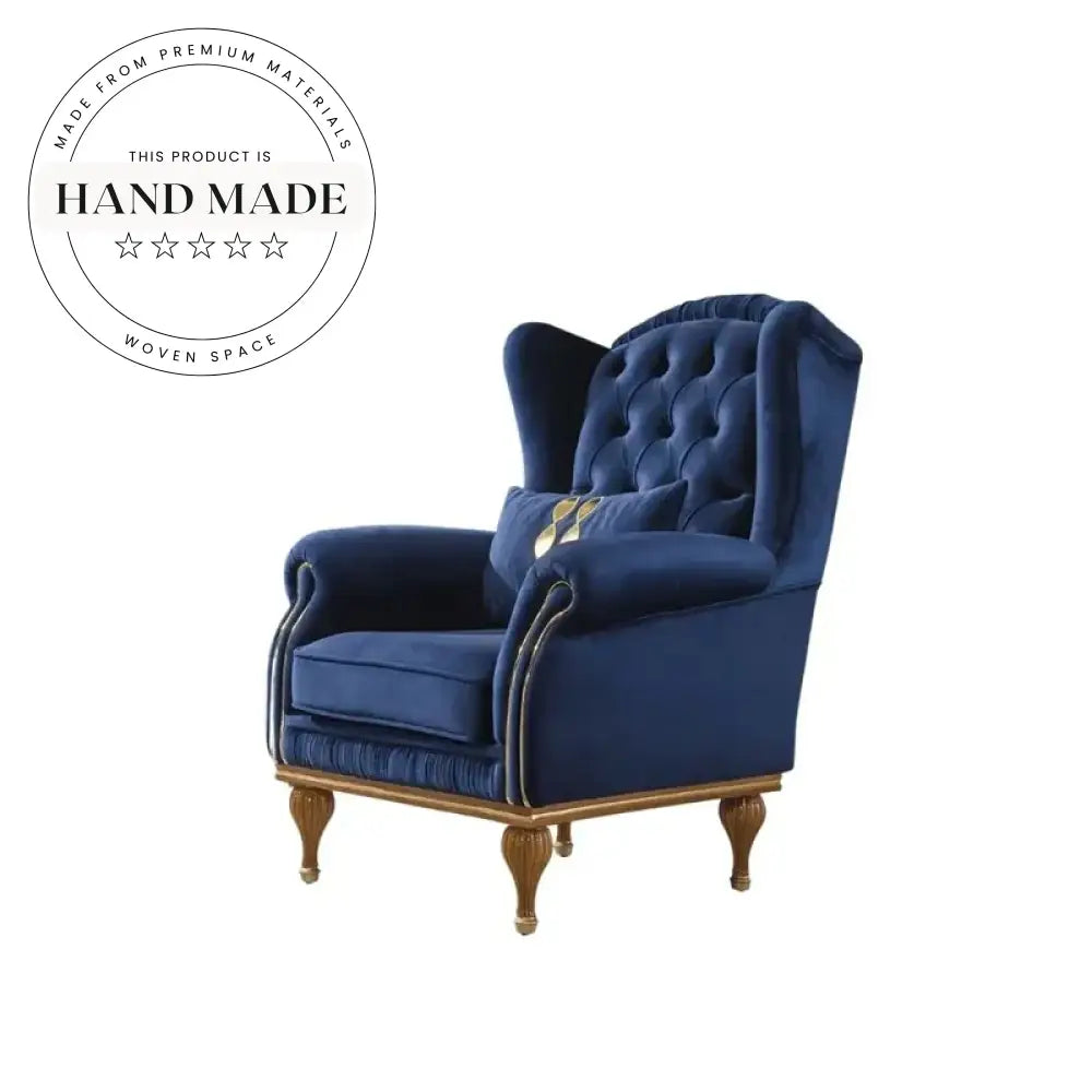 Luxury Blue Velvet Tufted Chesterfield Three Seater Living Room Couch