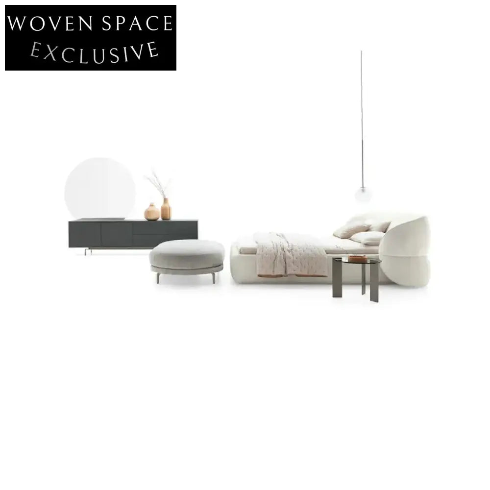 Luxury Boucle Fabric Upholstered Bed Frame with Adjustable Modern Design