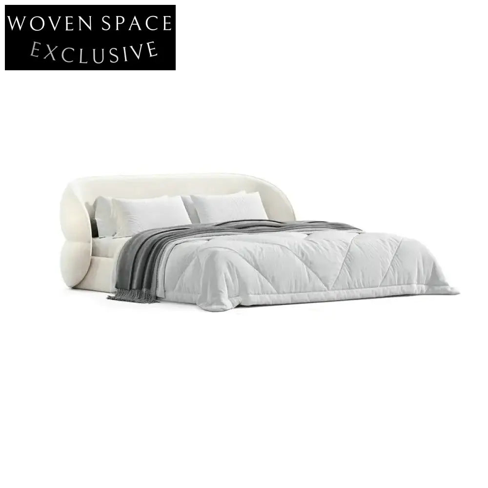 Luxury Boucle Fabric Upholstered Bed Frame with Adjustable Modern Design