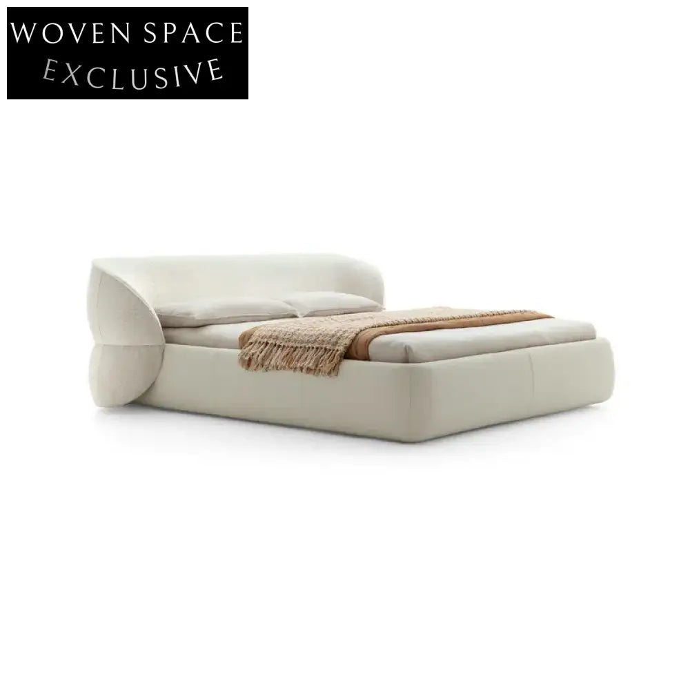 Luxury Boucle Fabric Upholstered Bed Frame with Adjustable Modern Design