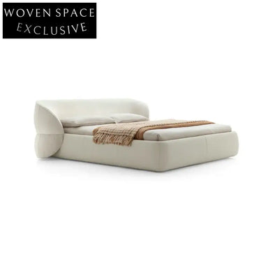 Luxury Boucle Fabric Upholstered Bed Frame with Adjustable Modern Design