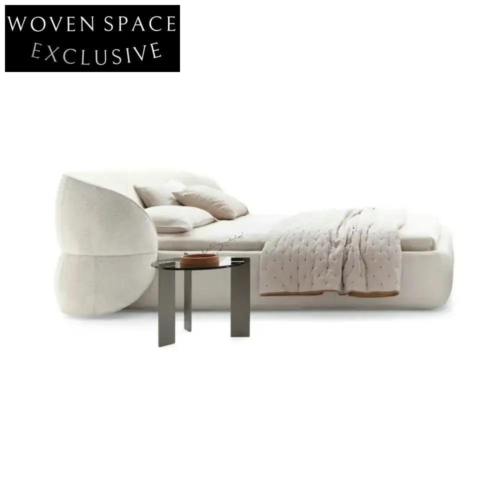 Luxury Boucle Fabric Upholstered Bed Frame with Adjustable Modern Design