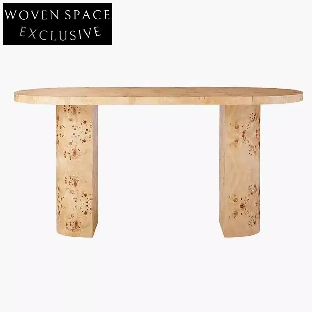 Luxury Burl Veneer Modern Home Office Desk, Solid Wood Dressing Table Furniture