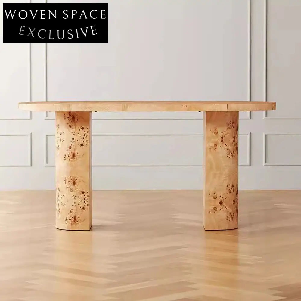 Luxury Burl Veneer Modern Home Office Desk, Solid Wood Dressing Table Furniture