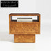 Luxury Burl Veneer Solid Wood Square Nightstand with Storage Drawer