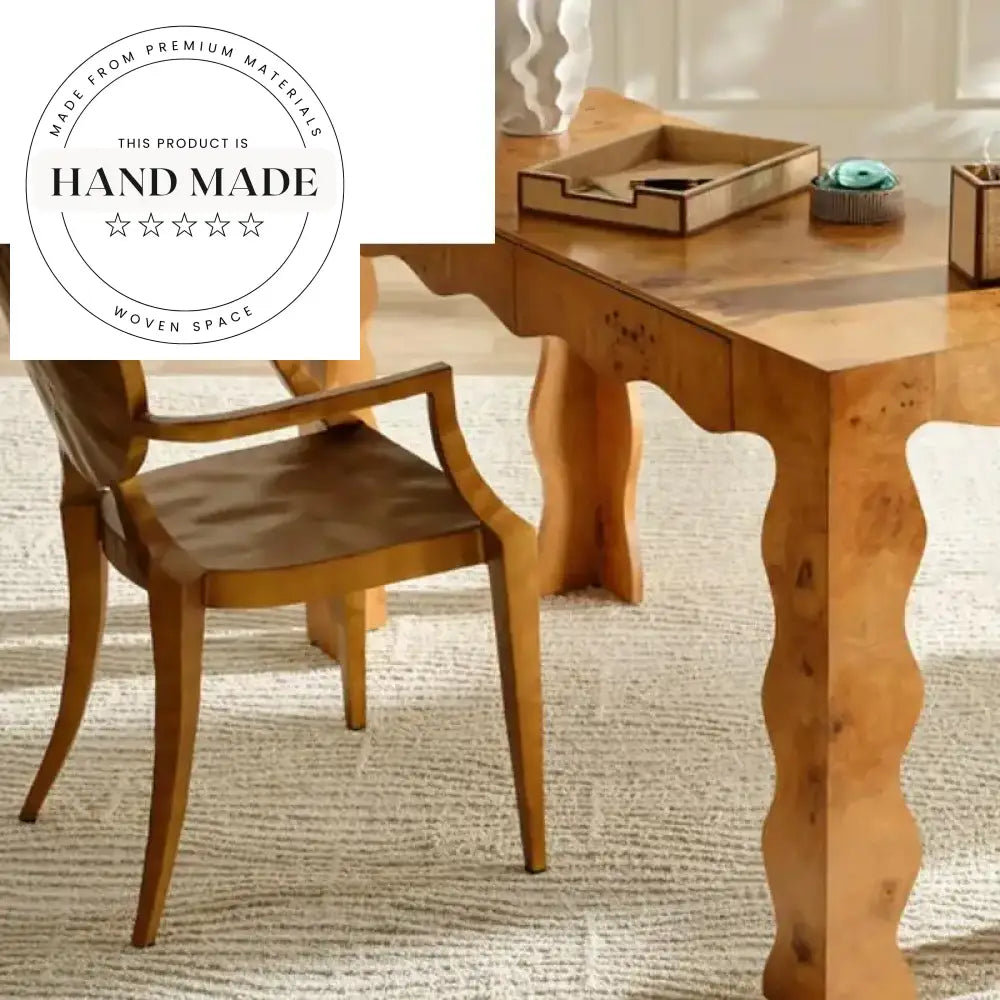 Luxury Burl Wood Executive Rectangle Modern Office Desk