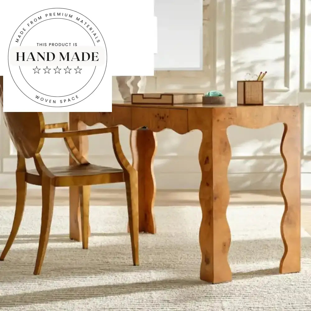 Luxury Burl Wood Executive Rectangle Modern Office Desk