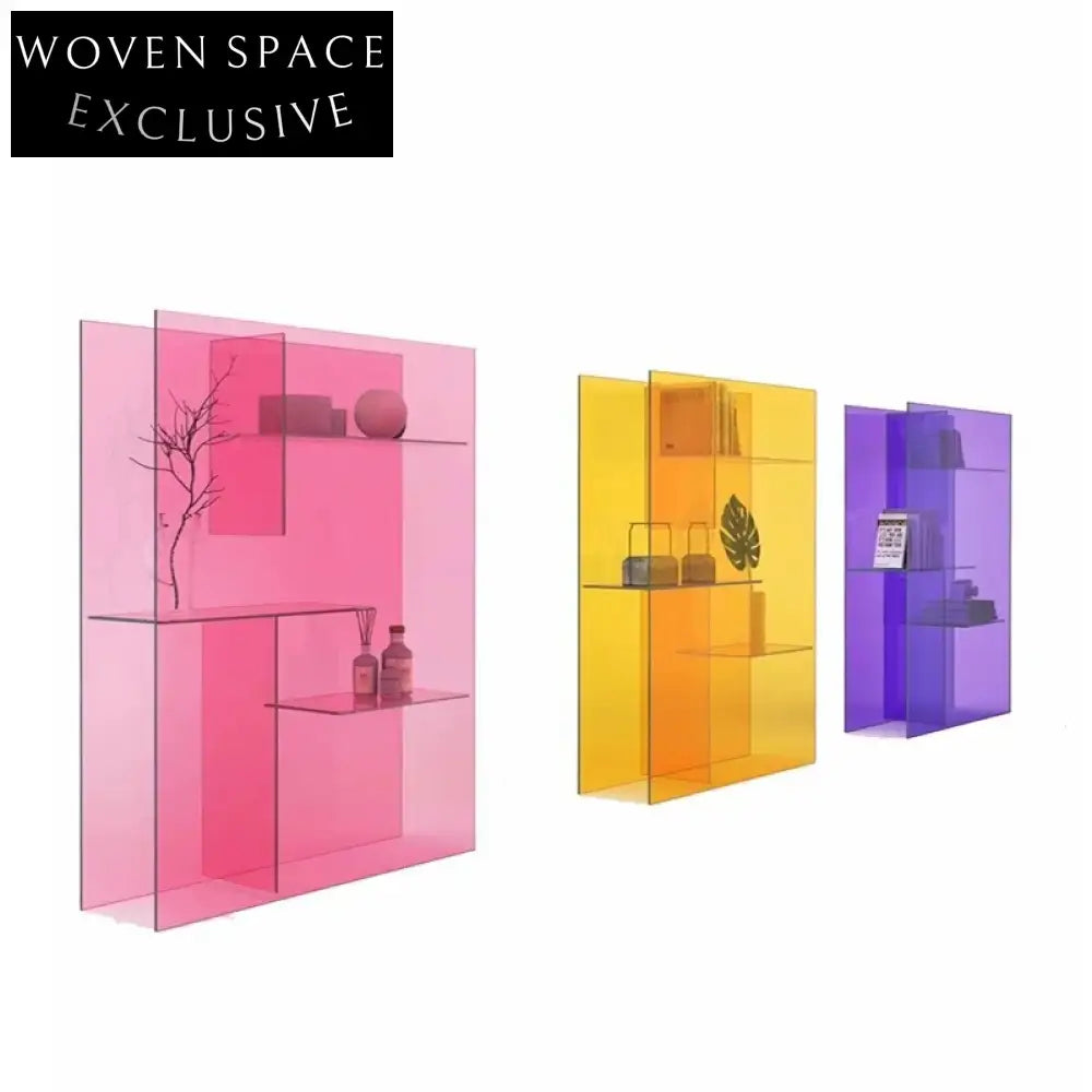 Luxury Clear Acrylic Display Cabinet with Storage, Modern Living Room Bookshelf Showcase
