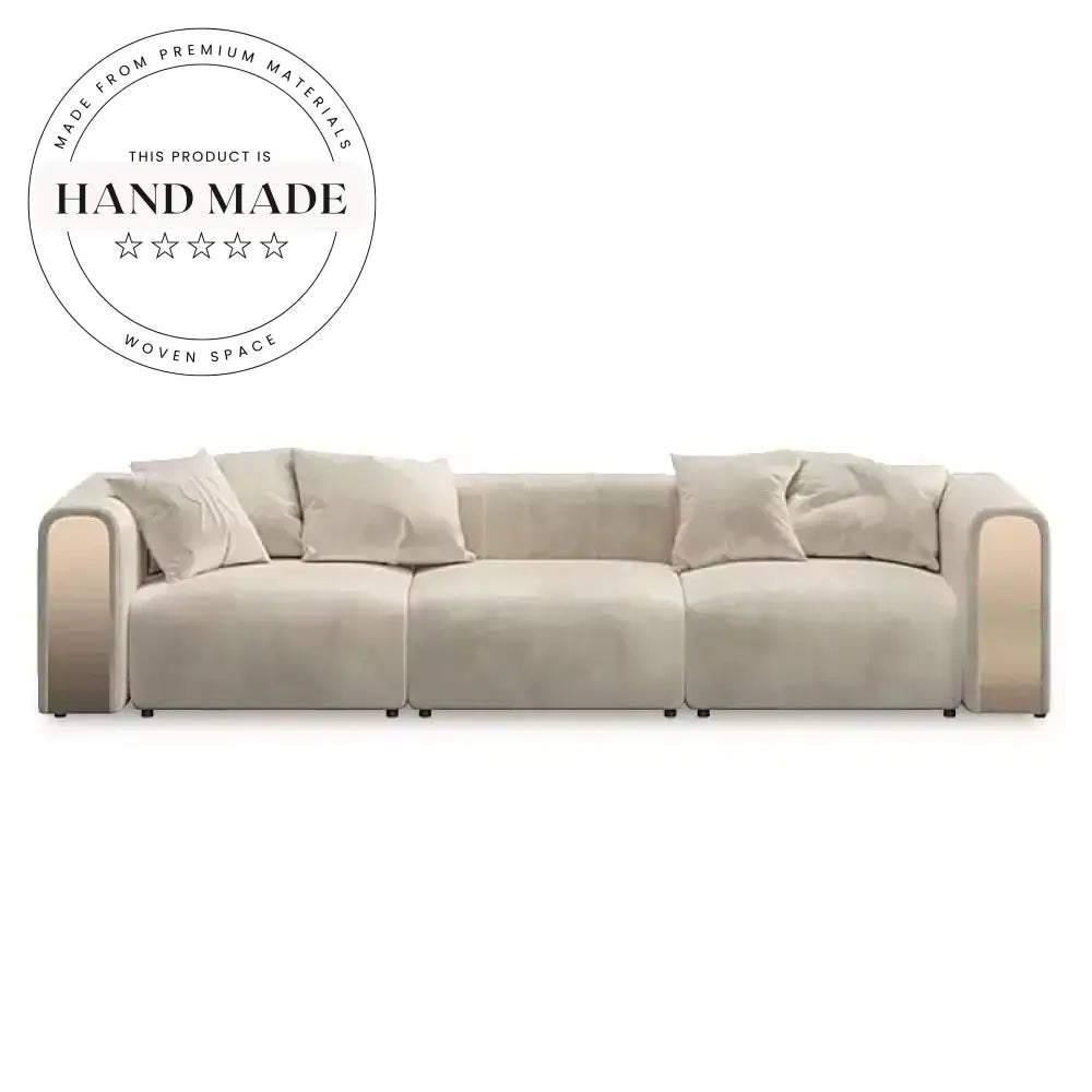 Luxury Cream White Genuine Leather Modern 3 Seater Sectional Sofa