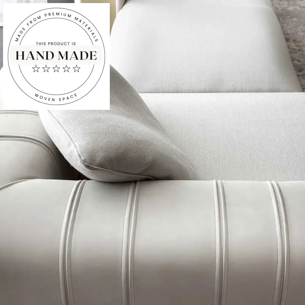 Luxury Cream White Genuine Leather Modern 3 Seater Sectional Sofa