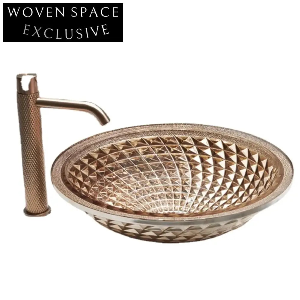 Luxury Crystal Diamond Glass Vessel Sink - Modern Countertop Bathroom Basin