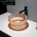 Luxury Crystal Glass Round Vessel Sink, Durable Tempered Countertop Bathroom Basin