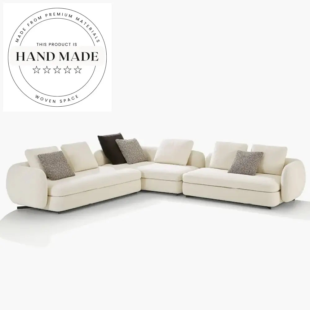 Luxury Curved Sectional Modern White Teddy Fabric Sofa