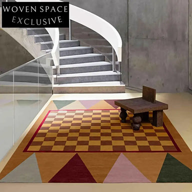 Luxury Custom Handmade American Retro Geometric Polyester Area Rug for Living Rooms