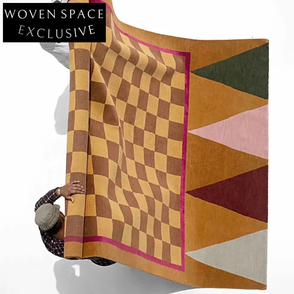 Luxury Custom Handmade American Retro Geometric Polyester Area Rug for Living Rooms