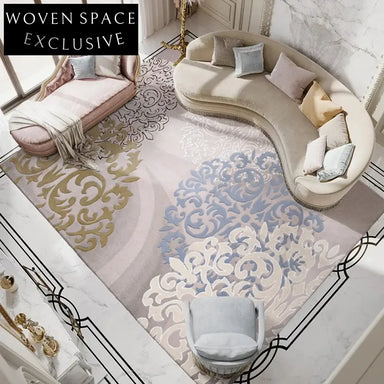 Luxury Custom Wool Area Rug for Living Room - Elegant Floral Design