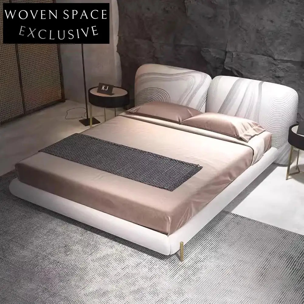 Luxury Designer Leather Soft King Size Bed Frame with Padded Headboard